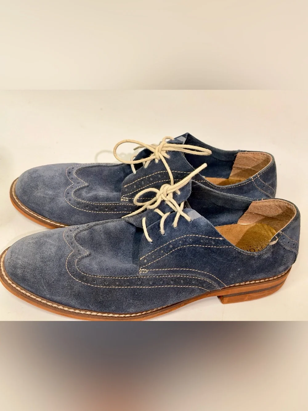FLORSHEIM Mens Size 11 M Navy Blue Suede Wingtip Oxford Dress Shoes Lace Up